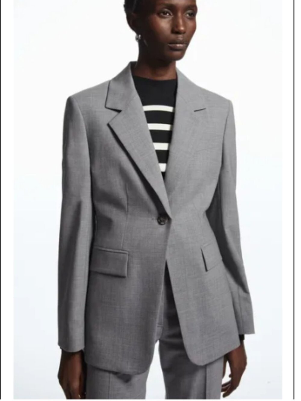 COS Gray Waisted Wool Blazer Single-Button size 4 NWT